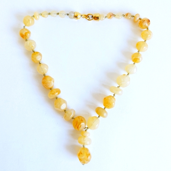 Butterscotch Amber Chunky Bead Necklace 18" - Picture 2 of 7